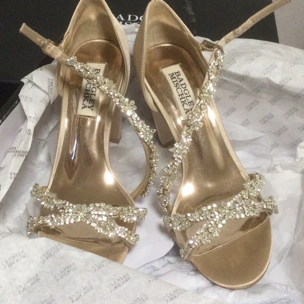 Badgley Mischka Gold Strappy Heels